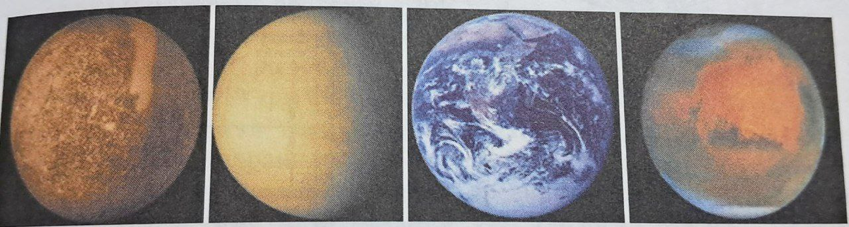 рис. 1 планеты земной группы в порядке удаления от Солнца: Меркурий, Венера, Земля, Марс (масштаб не соблюдён)