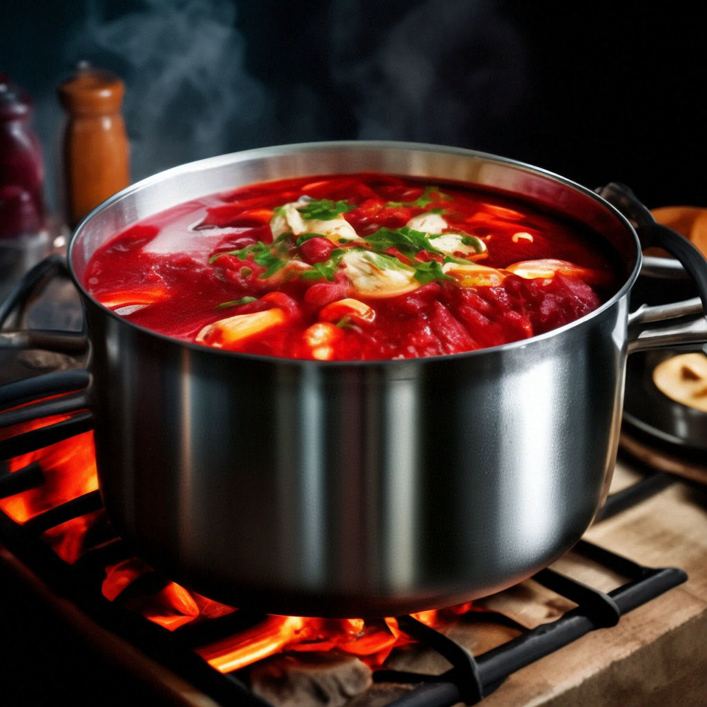 Фото не моё, но я люблю борщ. Ярко-красный , густой, чтоб много мяса.