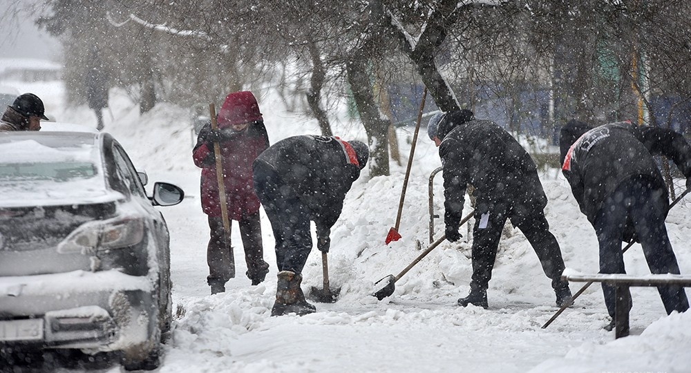 Гомель засыпает снегом: как со стихией борются во дворах