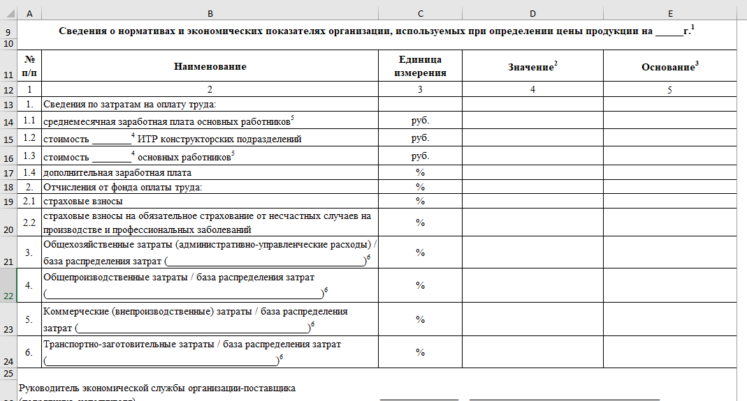 Обоснованные экономические показатели и нормативы (ОЭПиН) ГОЗ