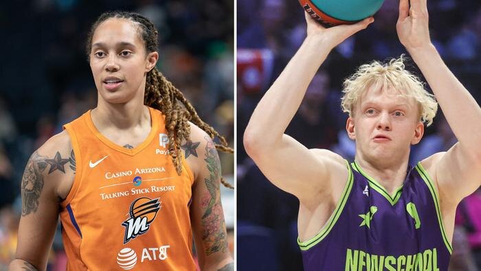 Бритни Грайнер и Даниил Касаткин. Обложка © Wikipedia / Lorie Shaull, © ТАСС / Сергей Фадеичев