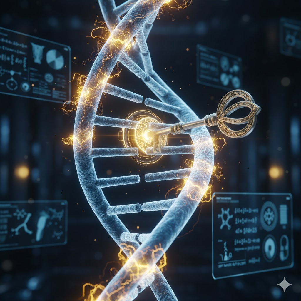 "Ключ в генетическом коде", иллюстрация создана сетью Джемини