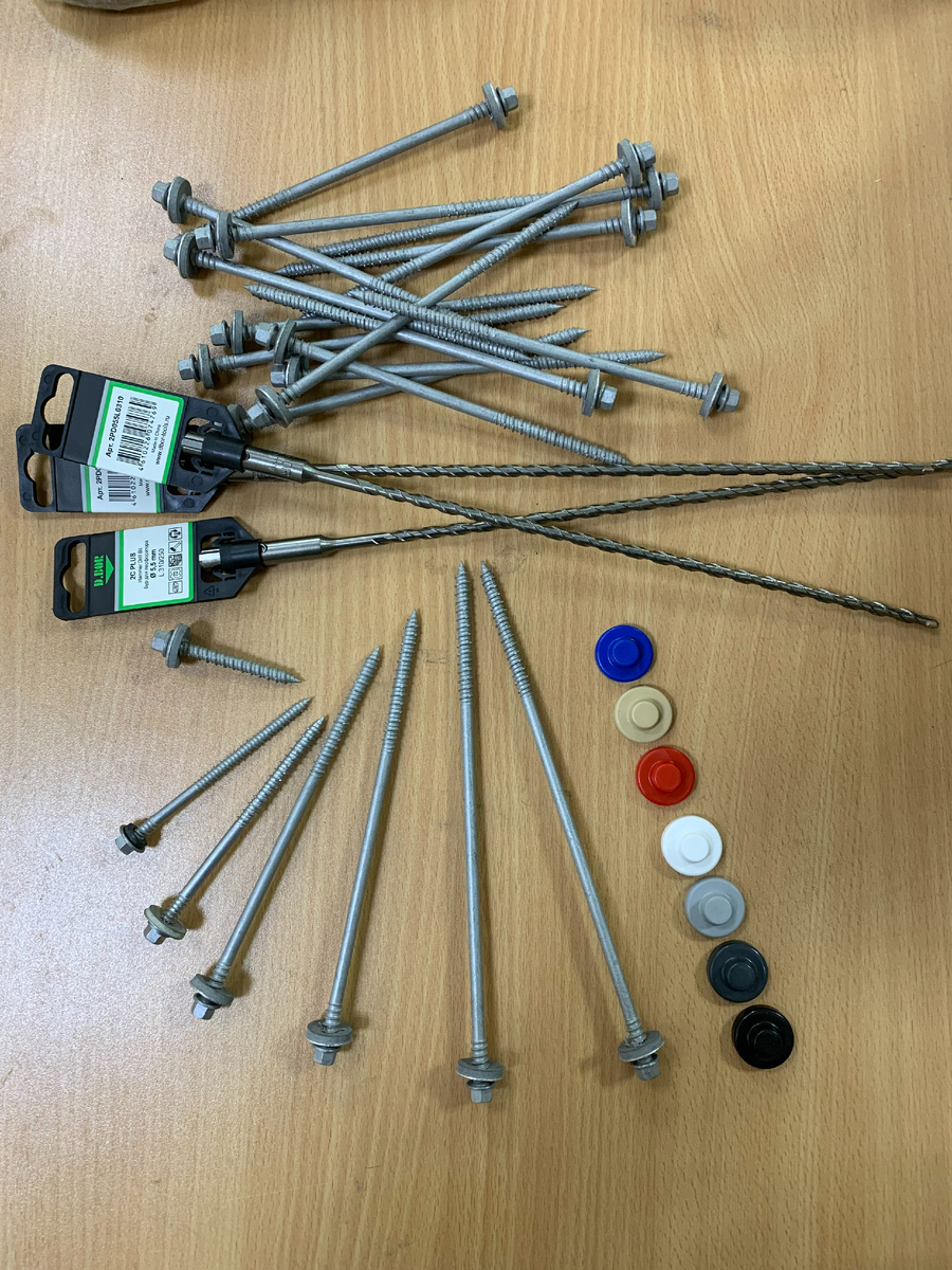 Буры по бетону 5.5*310 мм SDS-PLUS и саморезы по бетону для крепления сэндвич-панели.