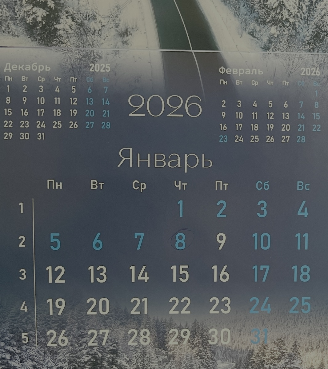 8 января обвела ручкой