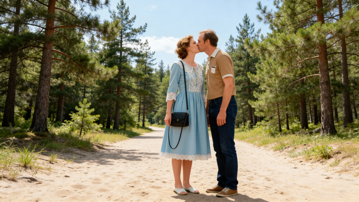 Лес и тропинка в Межциемсе, Рига. Реставрация- реконструкция из цветного повреждённого временем слайда 1985 г.. 