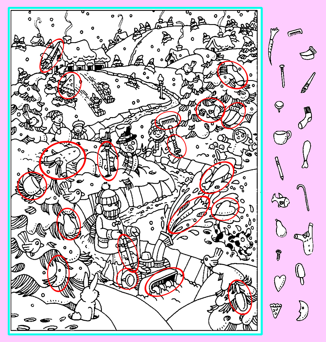 Картинка-ответ (19 спрятнанных предметов). Картинка подготовлена автором