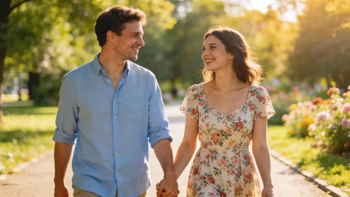 Летняя прогулка влюбенной пары Водоляе и Льва