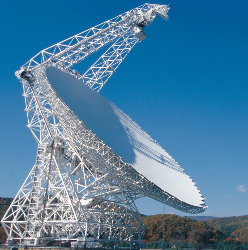 100-метровый радиотелескоп обсерватории Грин-Бэнк (США): модель для "инопланетного" телескопа.