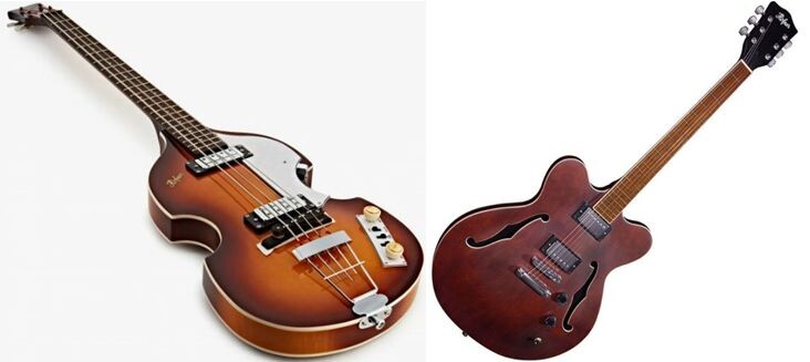 "Битл бас" и гитара Hofner Verithin 3, на которой играл Крис Реа. 