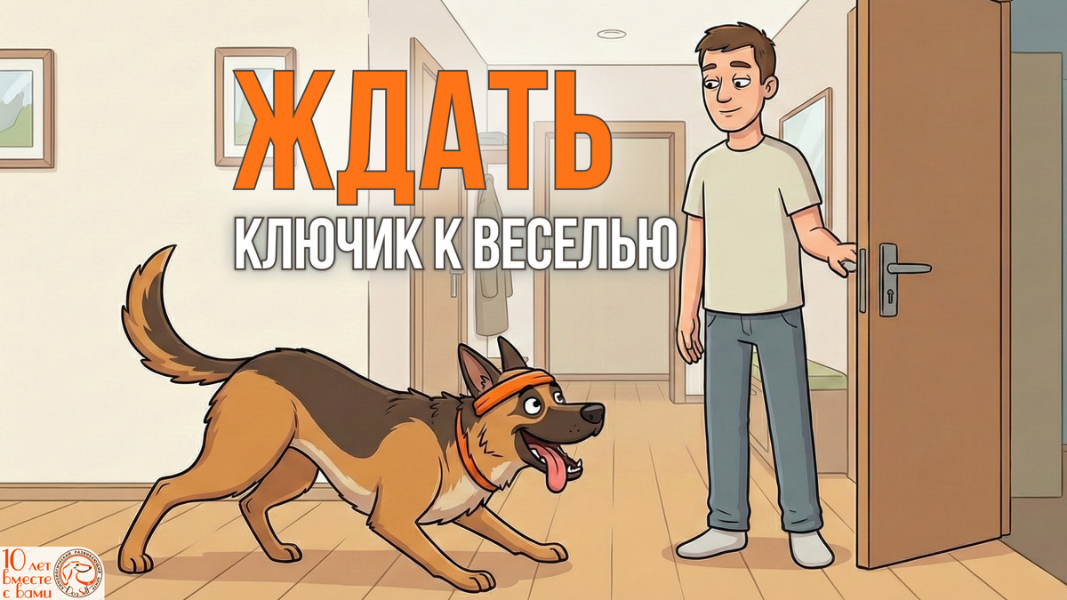 Главный стимул «Волшебной двери» – уже сама попытка открыть её. Для собаки это момент максимального напряжения. Она может прыгать, скулить, толкать дверь. И вот здесь нужна магия: спокойствие – ключ, волнение – замок. | Иллюстрация: DogSelf