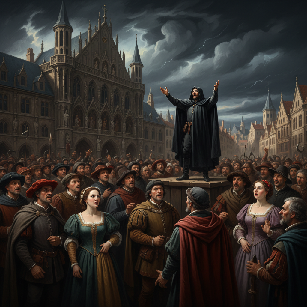 Горожане со вниманием слушают выступление оратора.