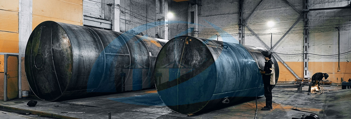 Вид изготовления стального резервуара РГСп 75 м3 (малосборник на ПС)