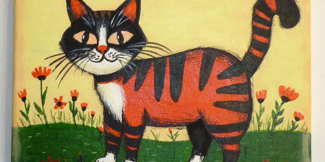 Картина "Оранжевый котик", акрил, холст на подрамнике