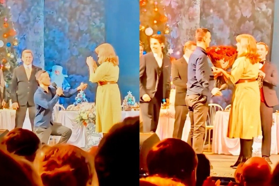    Сибиряк сделал предложение возлюбленной во время праздничного концерта в театре. Фото: Сергей Дубянский.