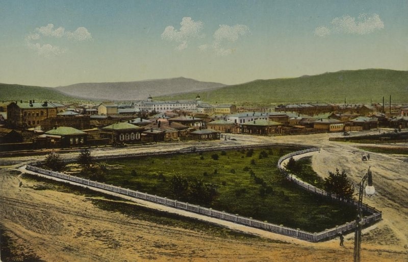 Соборная площадь в Чите. Изд. Т.Д. Хахаевъ, Иркутск