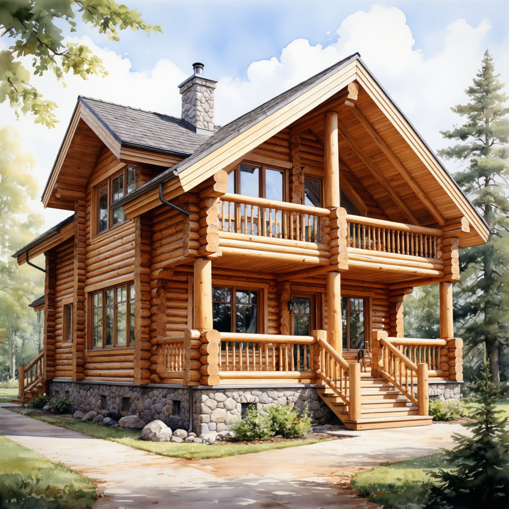 Сруб из оцилиндрованного бревна на Сахалине