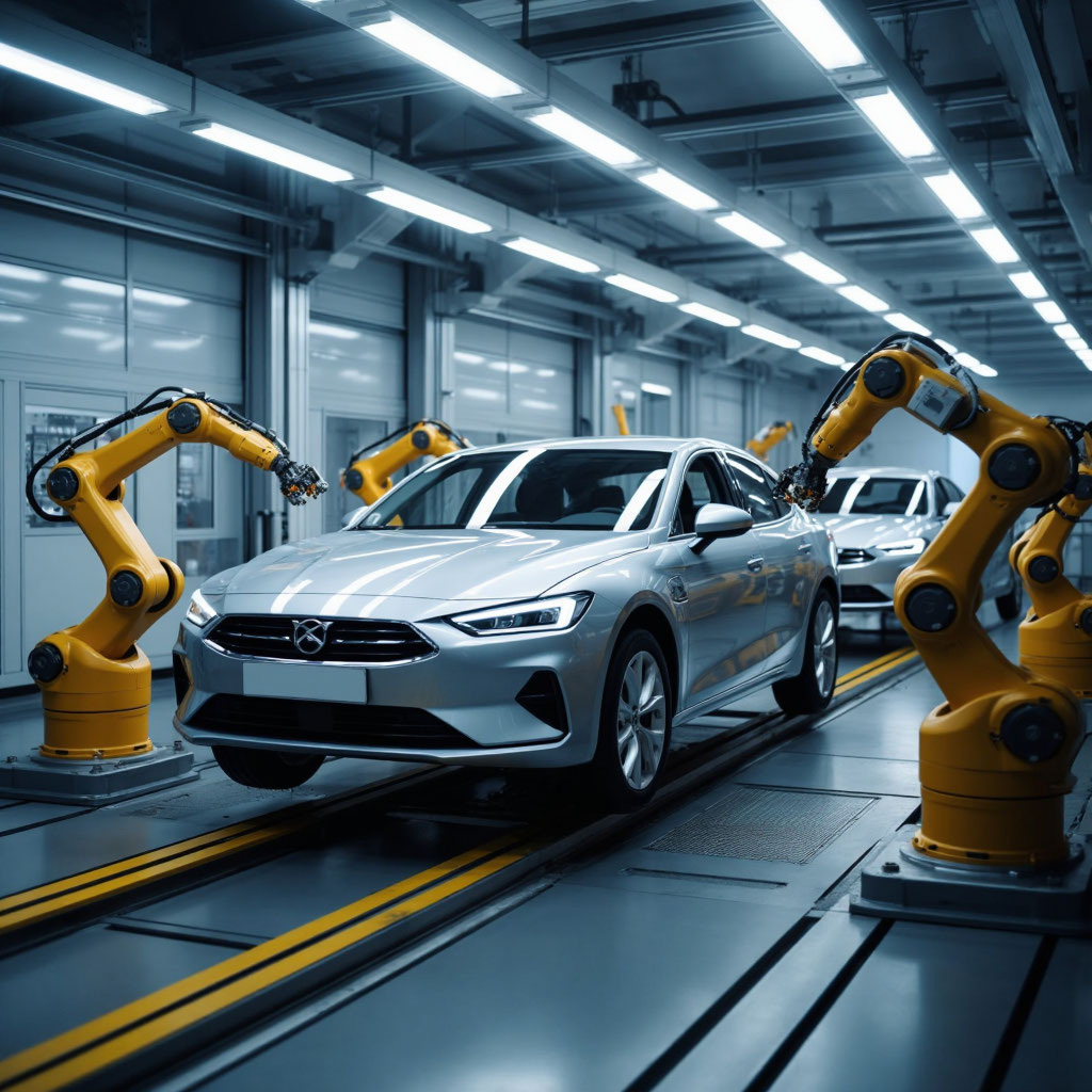 производство будущего: роботизированный завод производит автомобилей