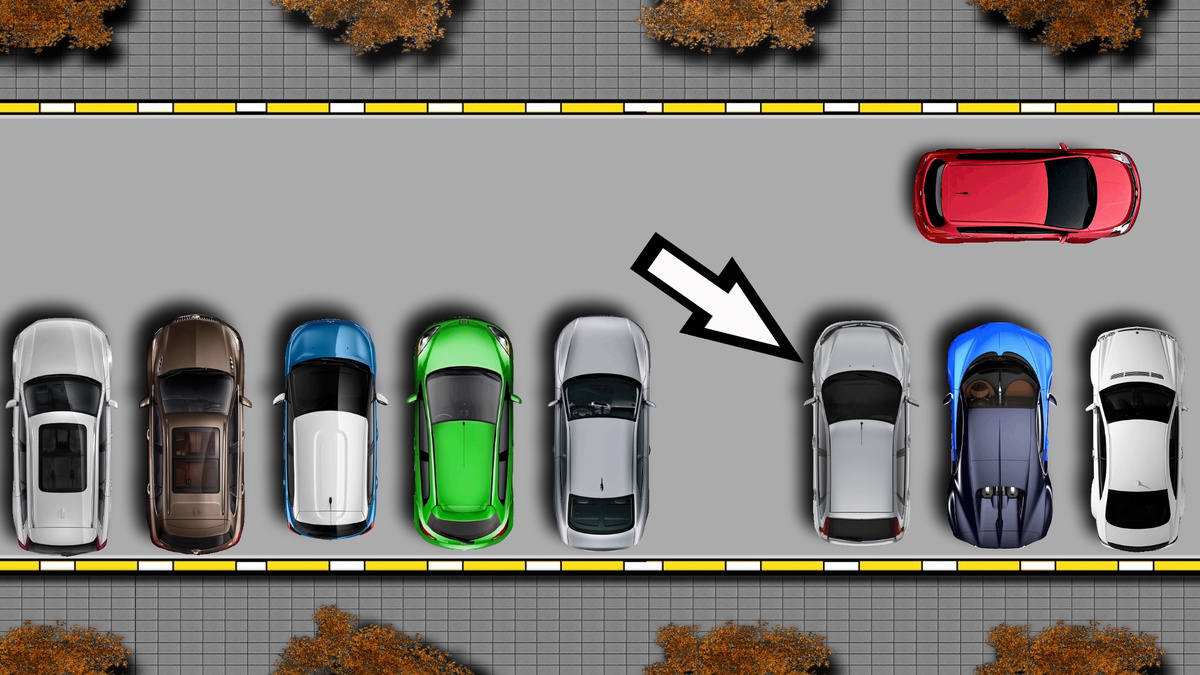 Надо проехать чужой автомобиль. Он для нас является ориентиром.