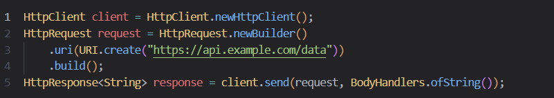 Рисунок: пример использования HttpClient в JAVA