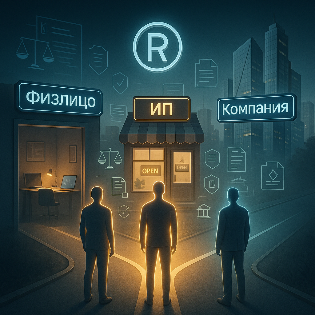 Кому выгоднее регистрировать товарный знак в 2026 году — физлицу, самозанятому, ИП или компании. Разбираем плюсы, минусы, госпошлины, кейсы и риски. Как выбрать правильный формат и избежать отказов Роспатента.