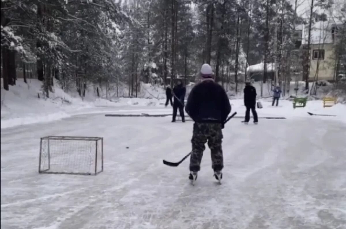    В тверской деревне жители построили каток и горку на заброшенном пруду