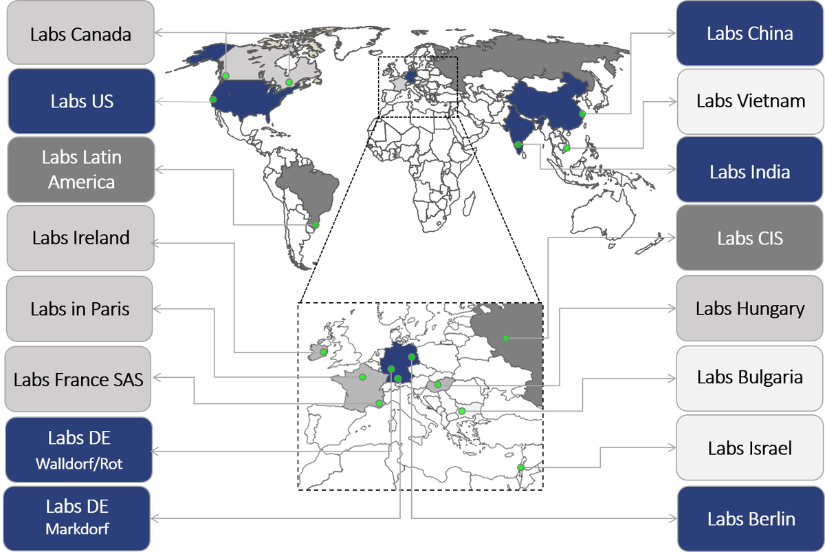 Локации SAP Labs. Компания SAP, основанная в 1972 году, превратилась из небольшого стартапа, в котором работали пять человек, в транснациональную организацию со штаб-квартирой в городе Вальдорф в Германии и более чем 105 000 сотрудников по всему миру