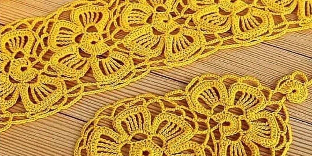 Ленточное кружево с цветочным мотивом крючком