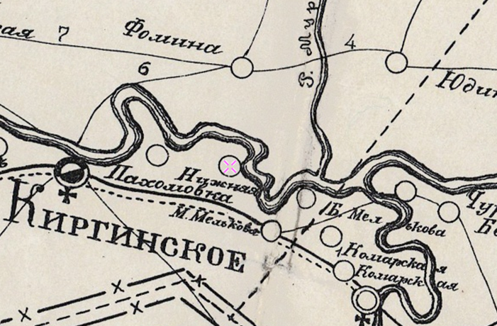 Карта Ирбитского уезда 1908 года. Фрагмент