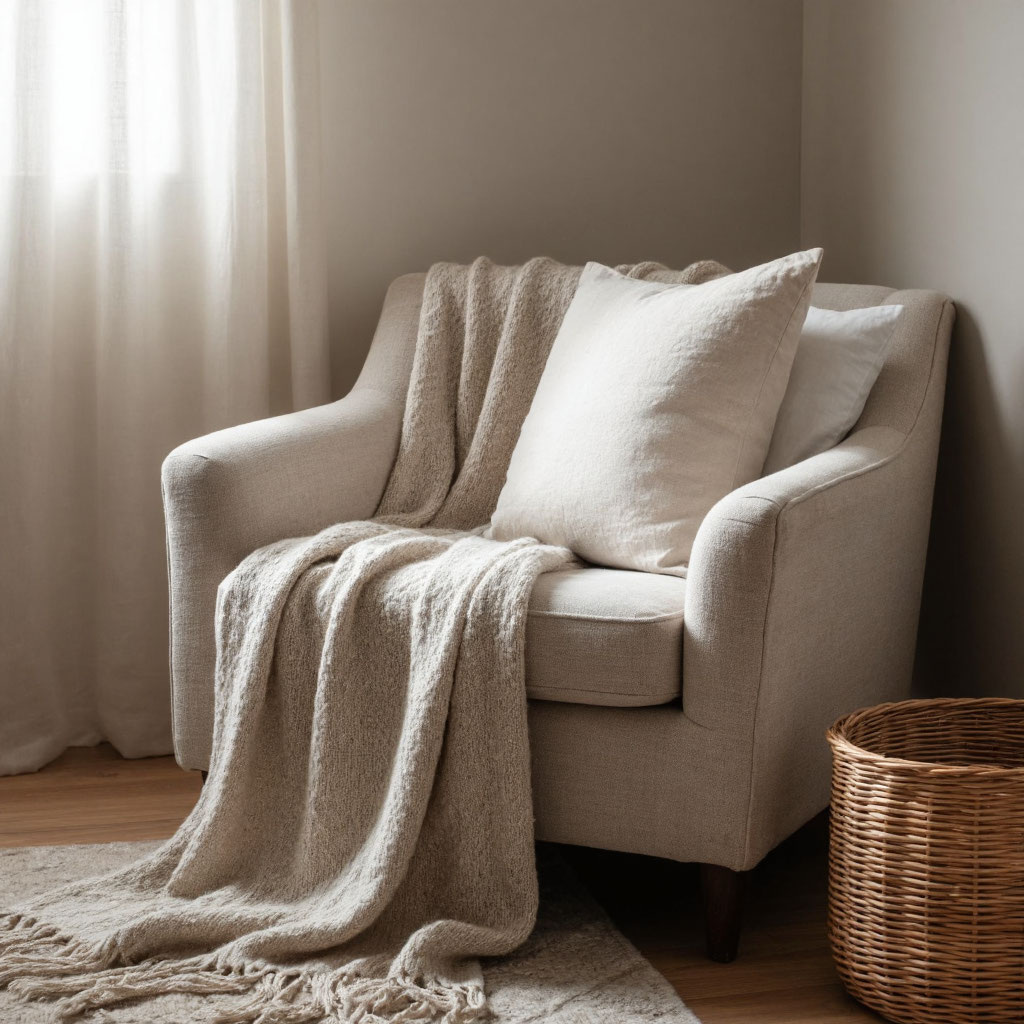 Комбинация разных натуральных фактур — секрет уюта.