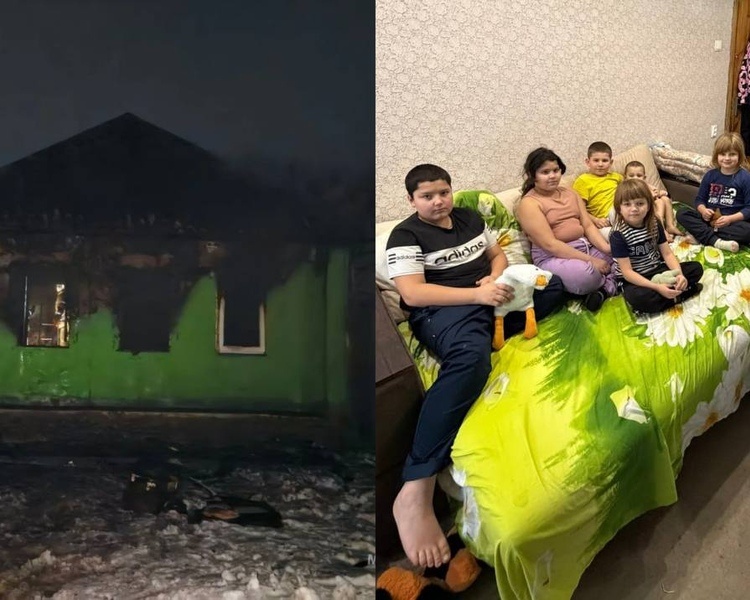     Мать с 8 маленькими детьми осталась без дома после пожара в Курской области