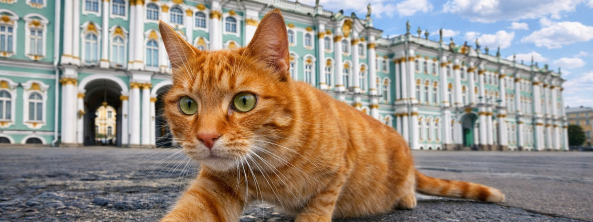 Эрмитажный кот на территории Зимнего дворца