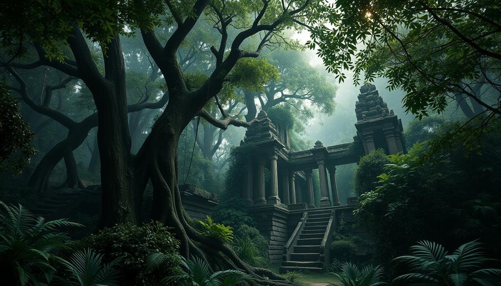    Загадочное пейзаж с руинами древней цивилизации