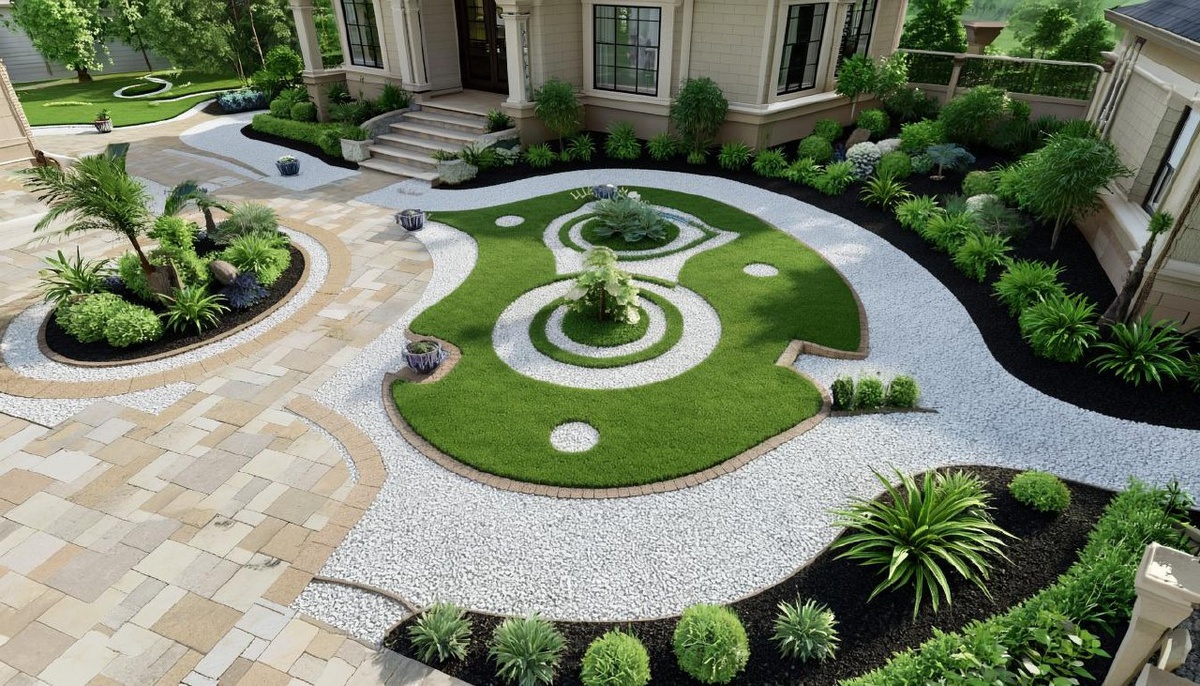 Премиальный ландшафтный дизайн с мраморным щебнем