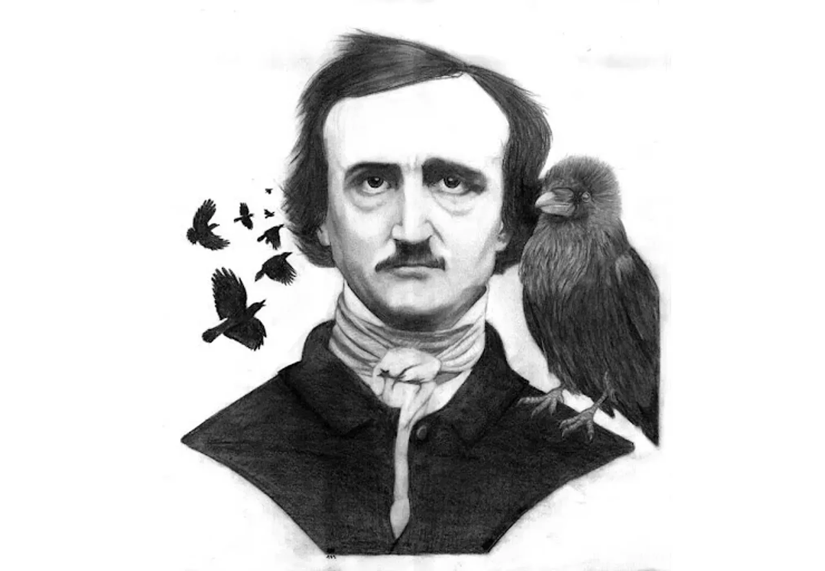 Красивая картинка с По и вороном. Открытые источники (надеюсь :))