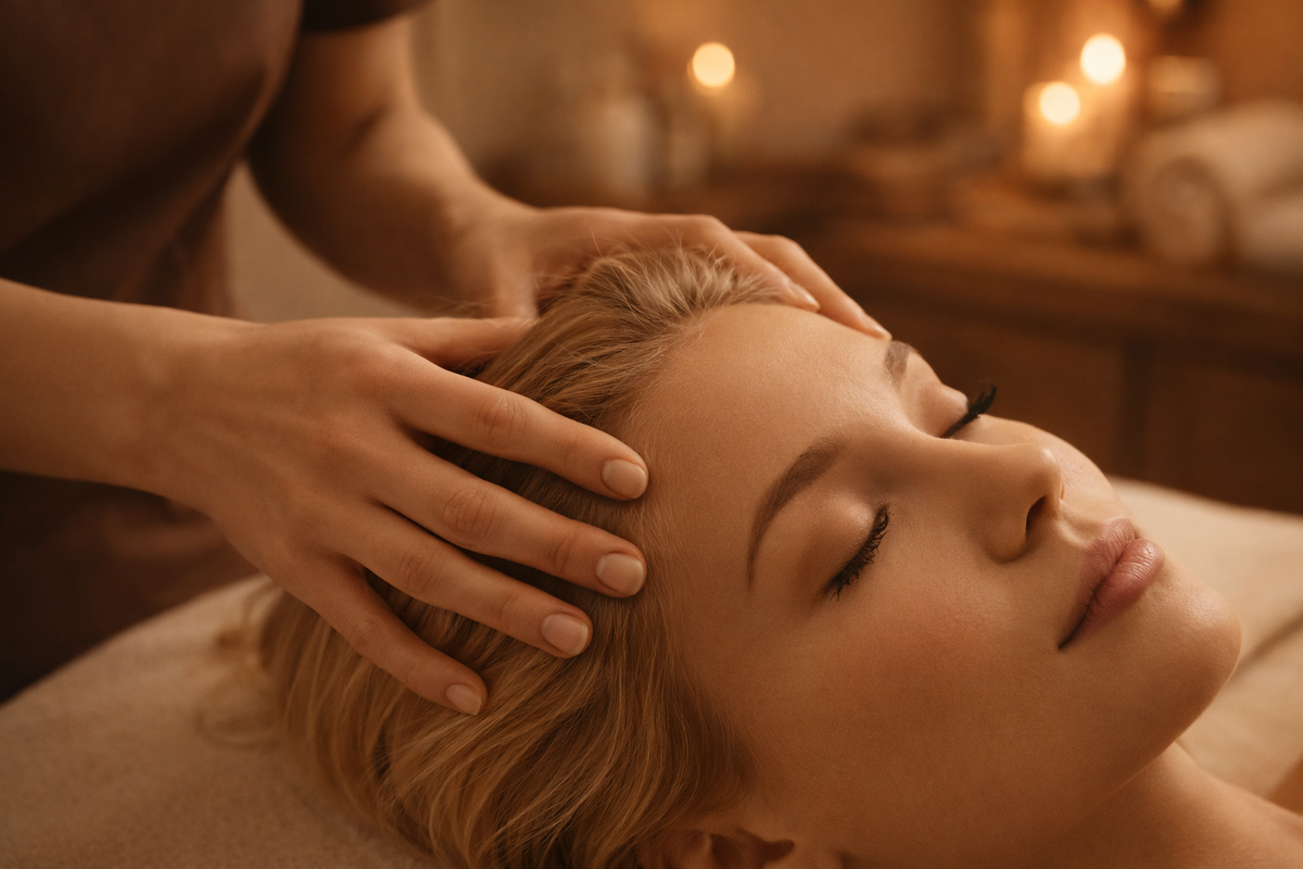 Я получила огромное удовольствие, когда наш массажист делала мне массаж головы и лица.