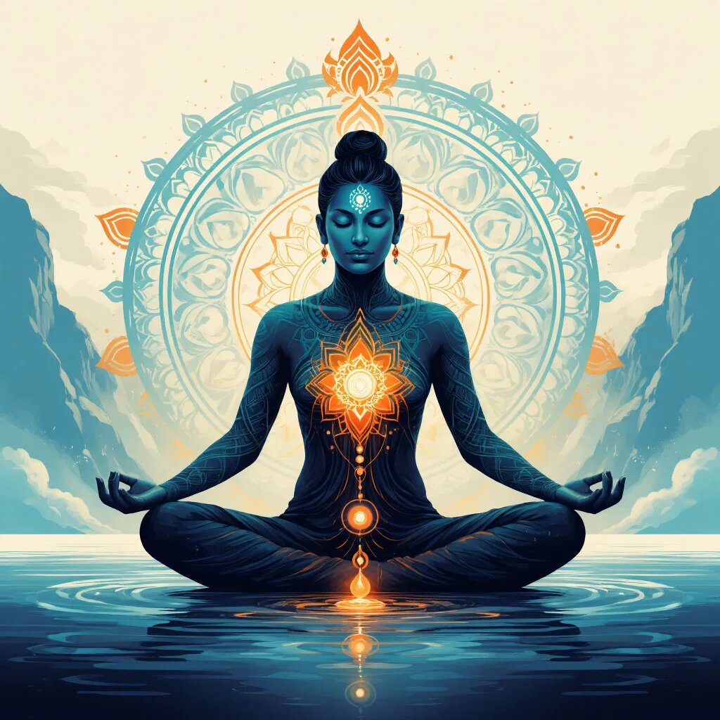 Чакры. Иллюстрация сгенерирована нейросетью