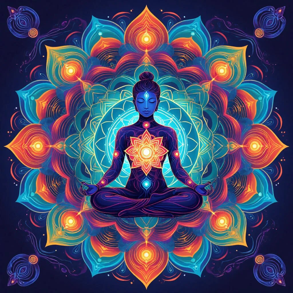 Чакры. Иллюстрация сгенерирована нейросетью 