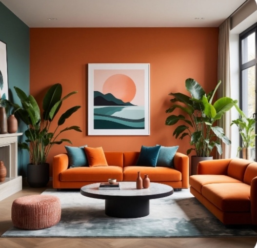 Яркая тёплая гостиная,обои под покраску, чехлы на старые диванчики, пару растений и выходить из комнаты не хочется 🌟