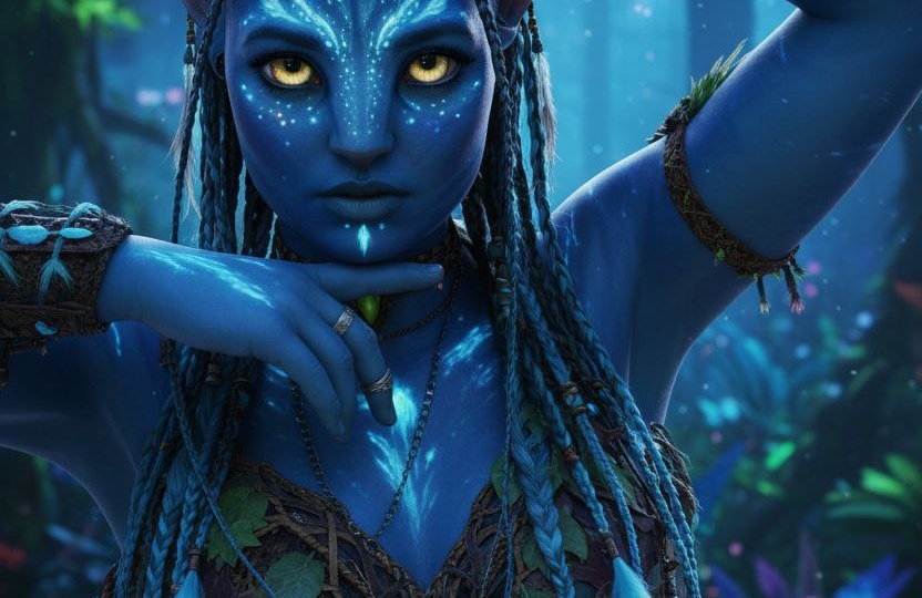 Продолжаю баловаться с нейросетью, я недавно посмотрела все части Аватара и, конечно, захотела почувствовать себя жителем Пандоры😁 мне