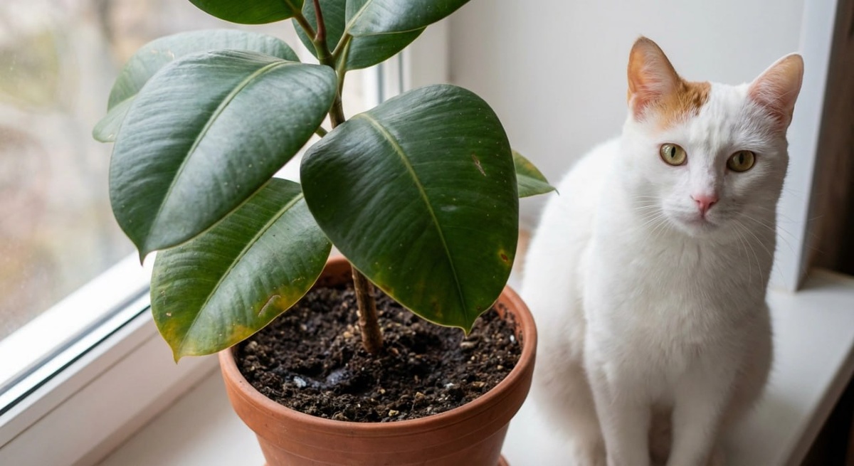 Муся и фикус Робуста с проблемными листьями