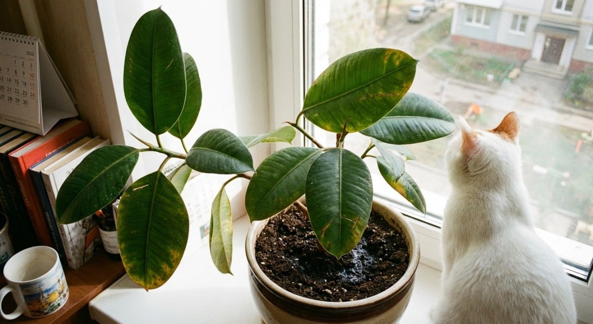 Фикус Робуста с переувлаженной почвой