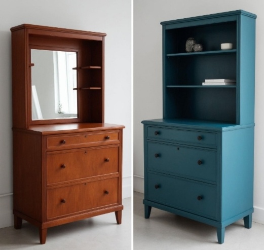 Ещё одна переделка зеркало сняли,повесили полки 