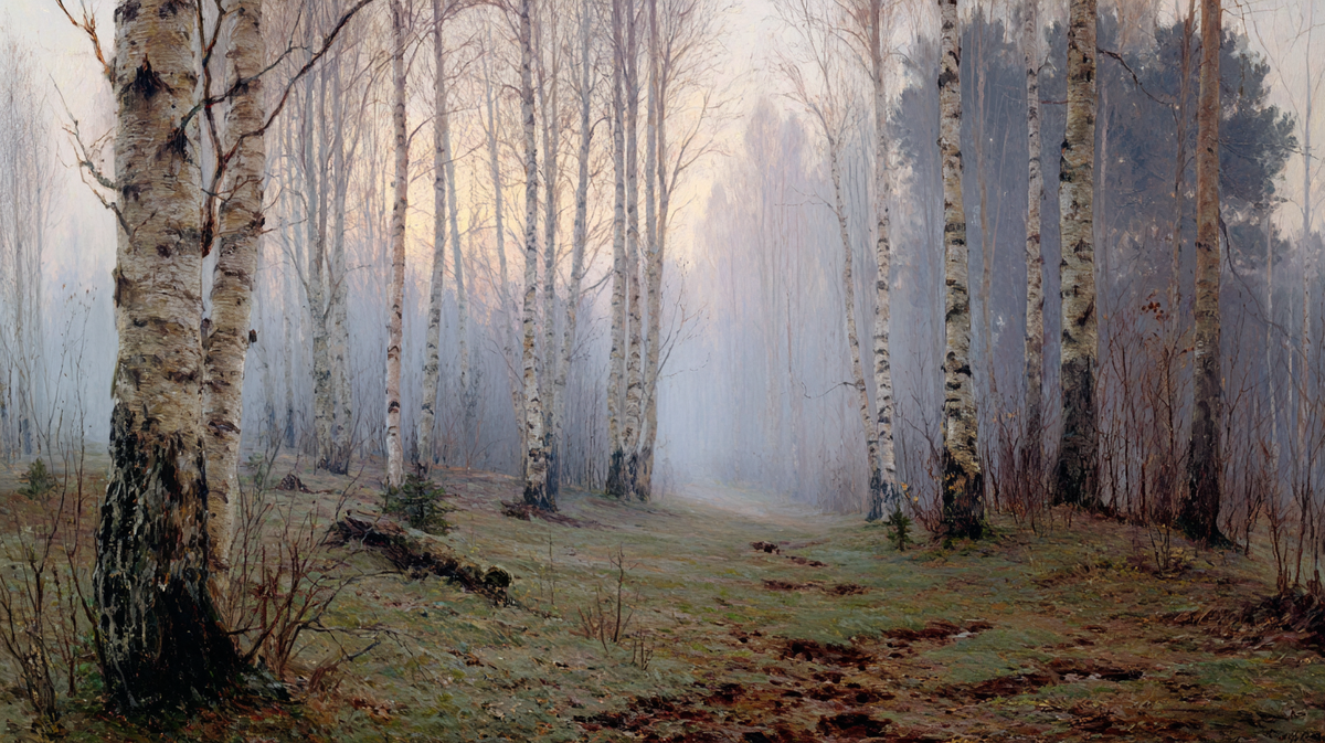 Пробуждение круга: загадочный след медведя на рассветной земле, когда лес ещё дышит сном, но весна уже тайно собирается вступить в свои владения. Всё замирает в ожидании чуда.