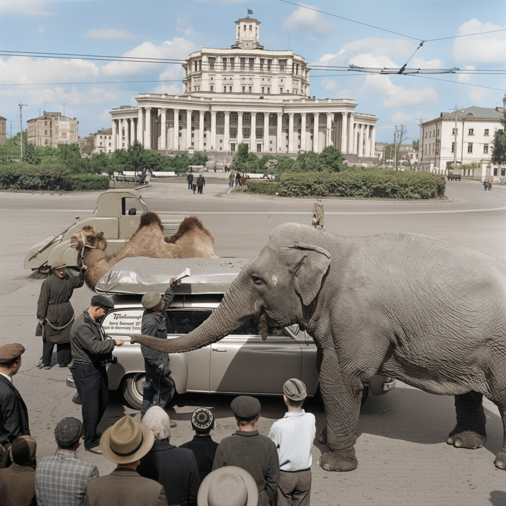Движуха у московского Театра Советской армии, 1950-е