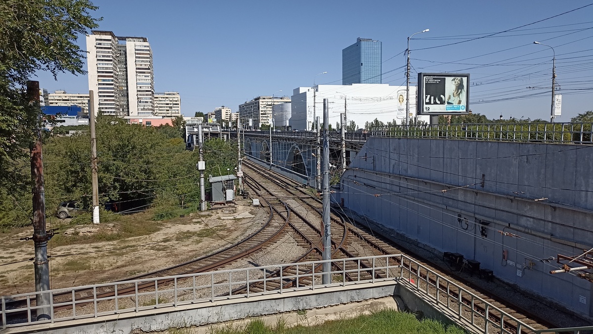 Станция "Пионерская" и мост над поймой реки Царица