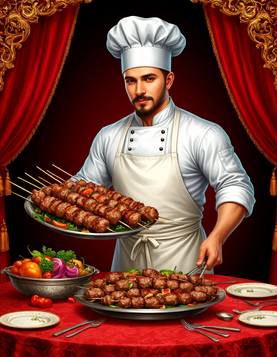Шашлык для королевского стола. Картинка создана ИИ