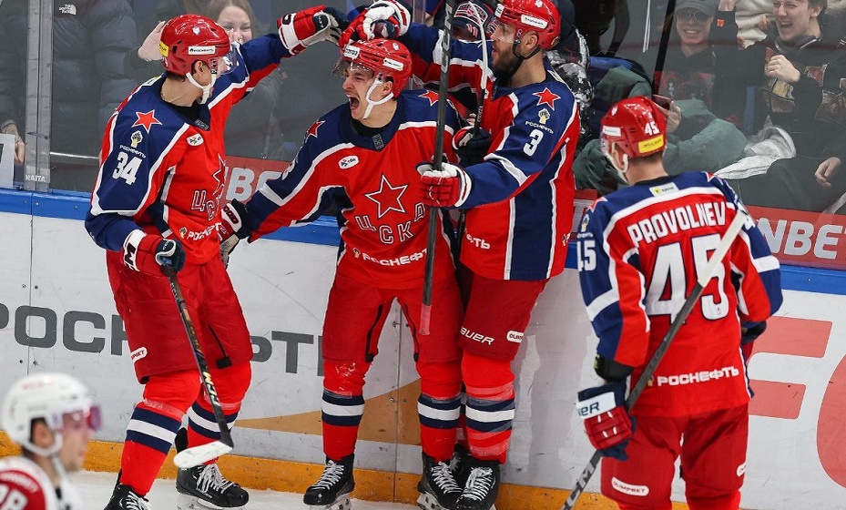    ЦСКА забросил СКА две шайбы в течение минуты и повторил рекорд ХК МВД. Фото: ХК ЦСКА