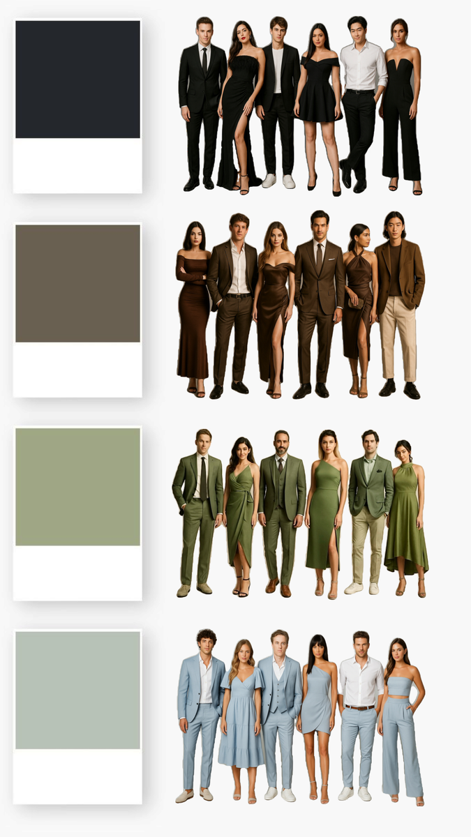 Пример оформления дресс-кода в разных стилях