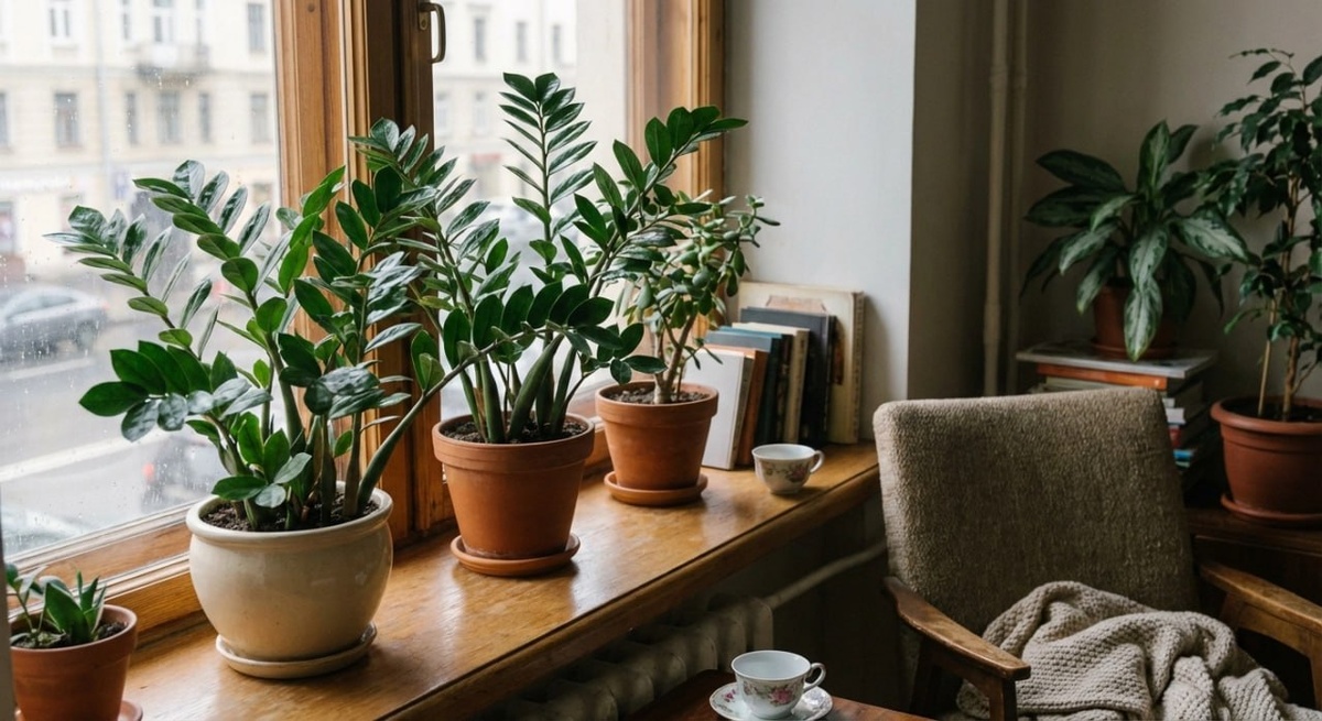 Здоровые Замики на подоконнике