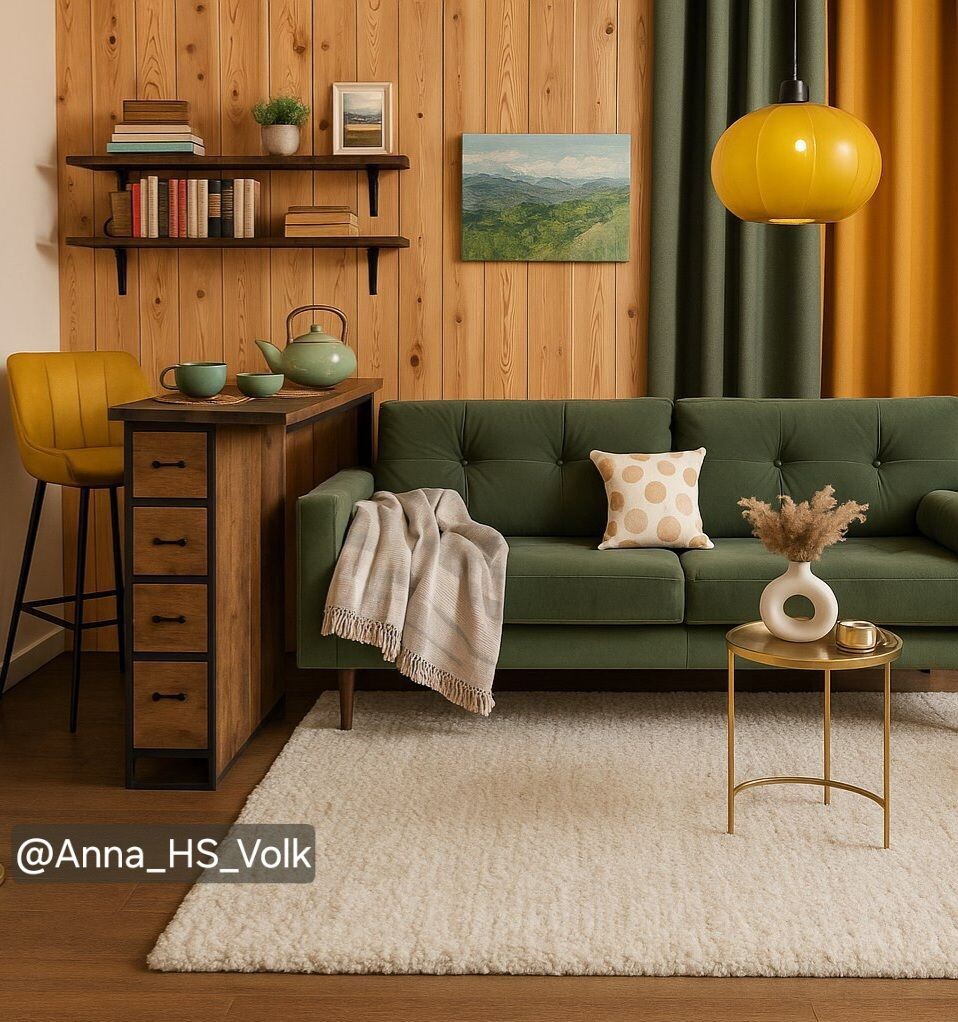 Онлайн-концепция гостиной в дачном доме